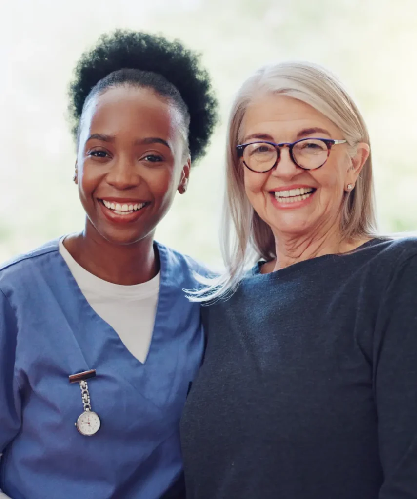 Senior woman receiving physical therapy support as part of our in-home care services in Frederick County, Maryland.